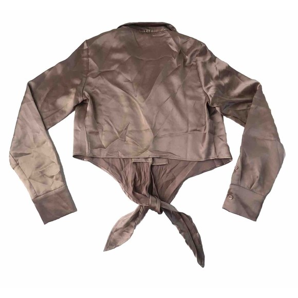 sincerely jules Crop Front Tie Blouse Small Rose Gold - Picture 2 of 13